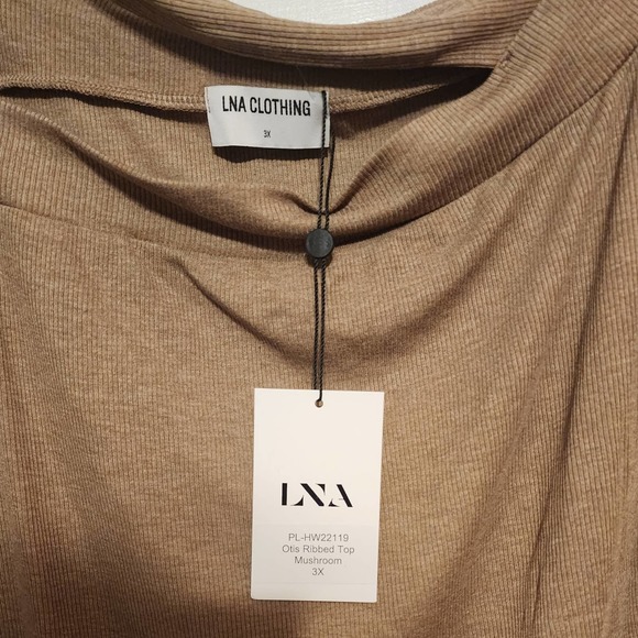 NWT LNA Otis Ribbed Top - Mushroom Sz 3X - Picture 2 of 5
